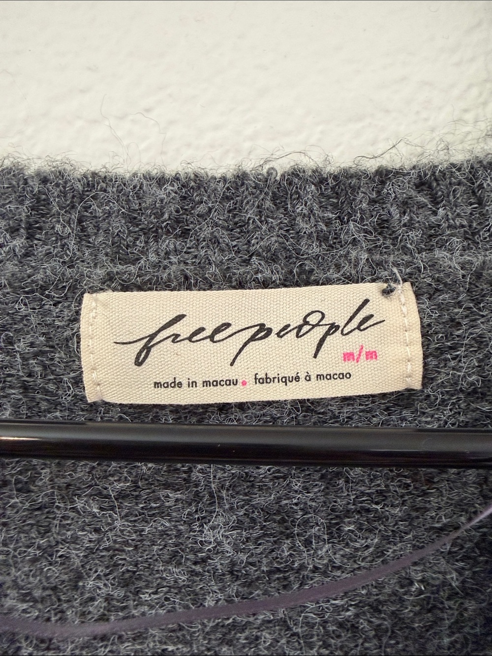 Free People School Girl Crop Cardigan Charcoal Gray Size Medium NWOT - Picture 5 of 8